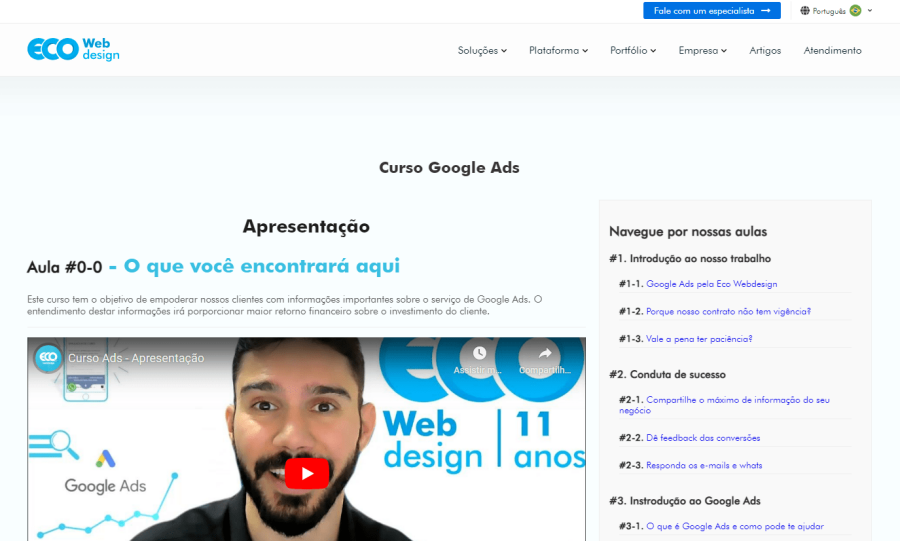 Imagem Curso de Google Ads de Apoio aos Clientes da Eco Webdesign